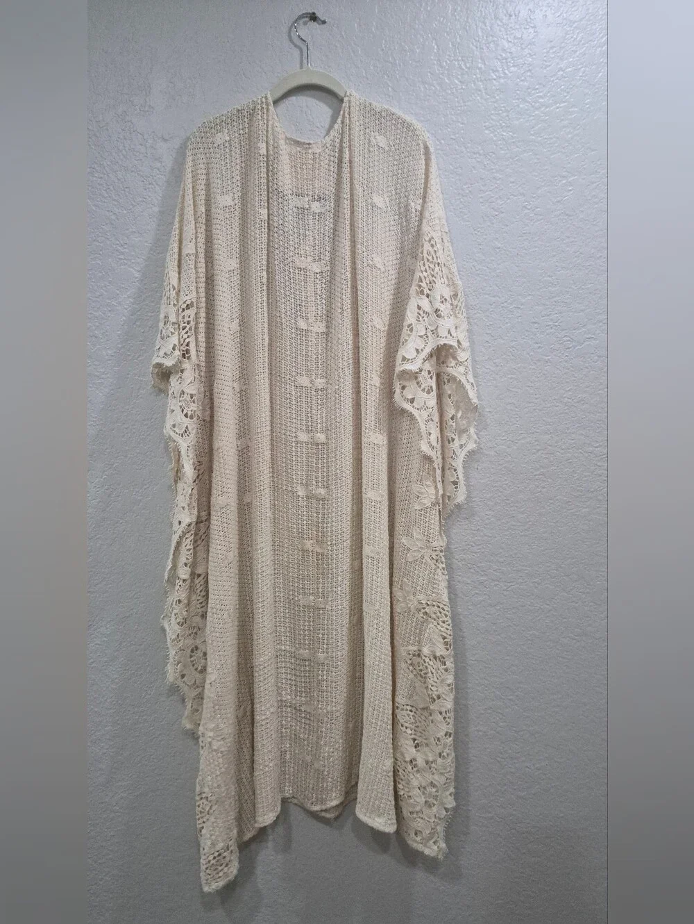 Soft Surroundings Label Noir Crochet Lace Pullover Cover-Up Cream 100% Cotton